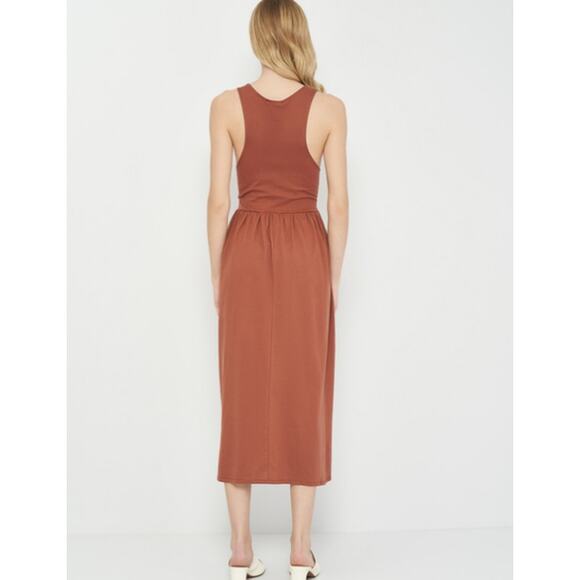 Zara Sleeveless Racerback Knit Maxi Dress Brown Size Small - Picture 3 of 11